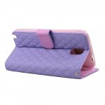 Wholesale Note 3 Quilted Flip Leather Wallet Case w Stand and Strap (Purple)